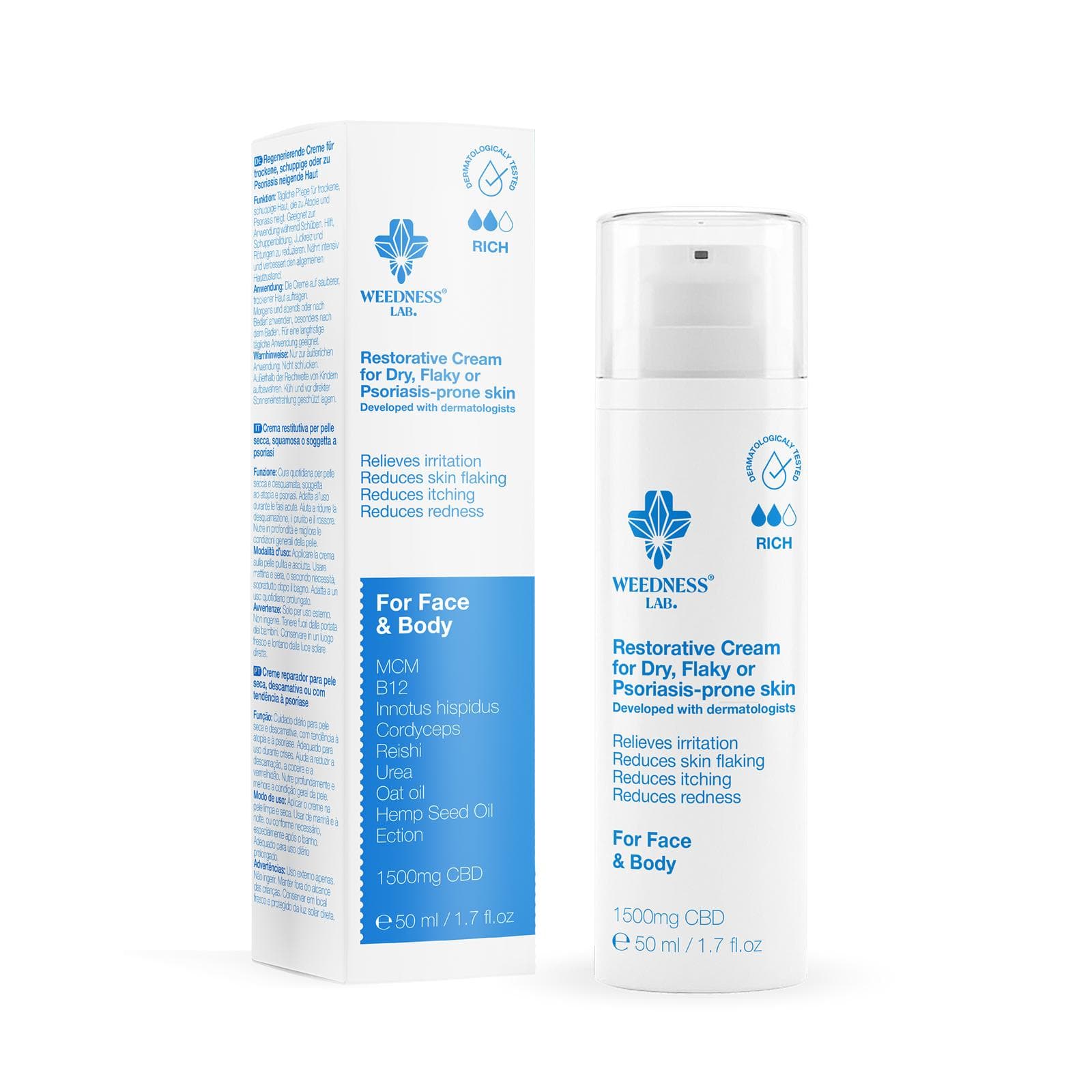 Crema CBD Riparatrice per pelle secca, desquamata e a tendenza psoriasica